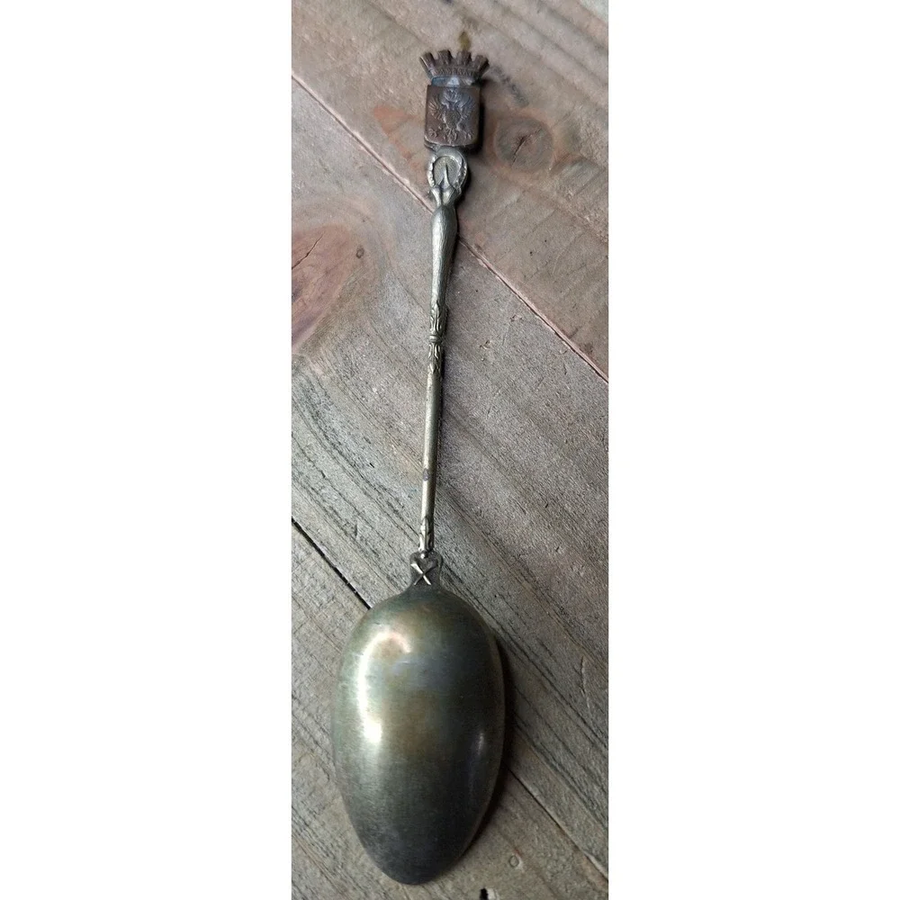 Vintage Cambrai France Souvenir Spoon Double Headed‎ Eagle Crest Heraldic